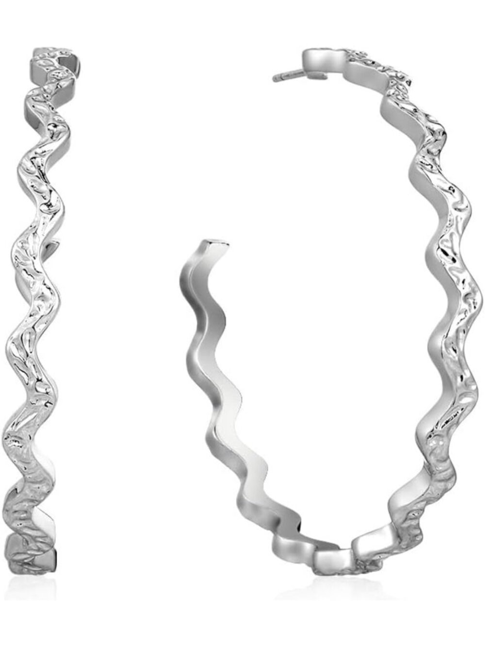 Large Statement Hoop Earrings for Women - Textured Wavy Resin Circles